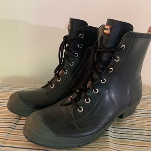 Hunter Mens Bormio black rubber rain boots
